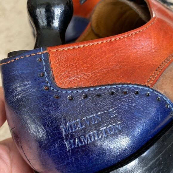 Melvin & Hamilton Jeff 14 Handcrafted Multi Colour Leather Derby Dress Shoes - Picture 11 of 16